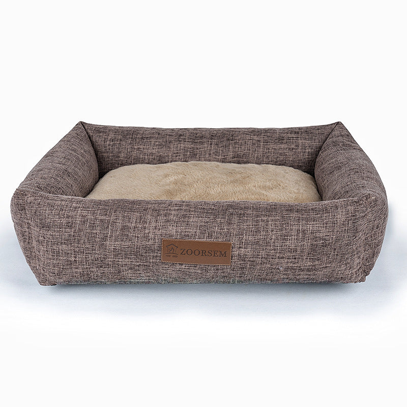 Autumn And Winter Warm Linen Square Comfortable Dogs Bed