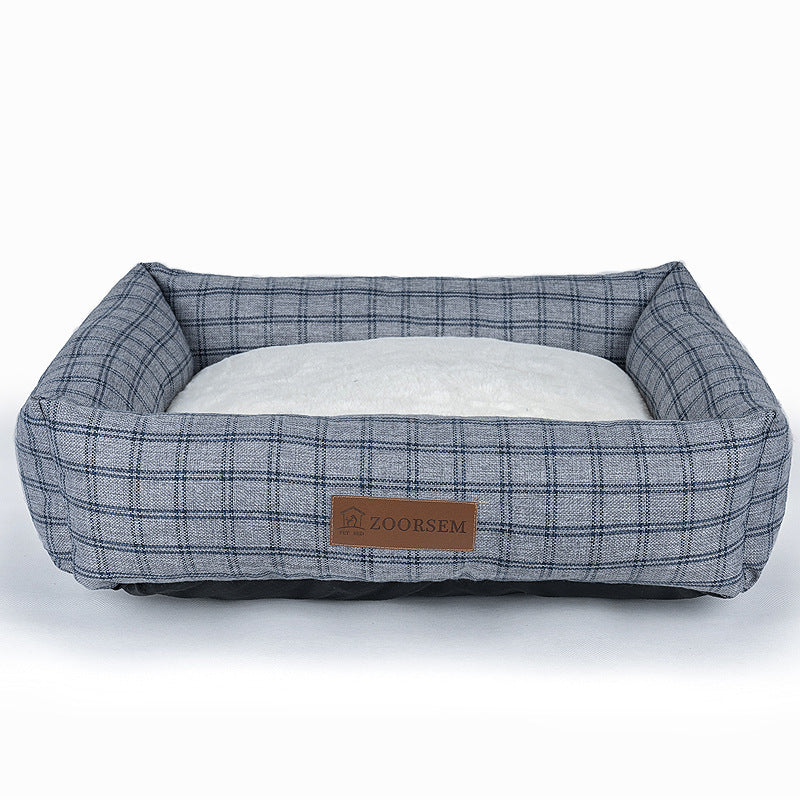 Autumn And Winter Warm Linen Square Comfortable Dogs Bed