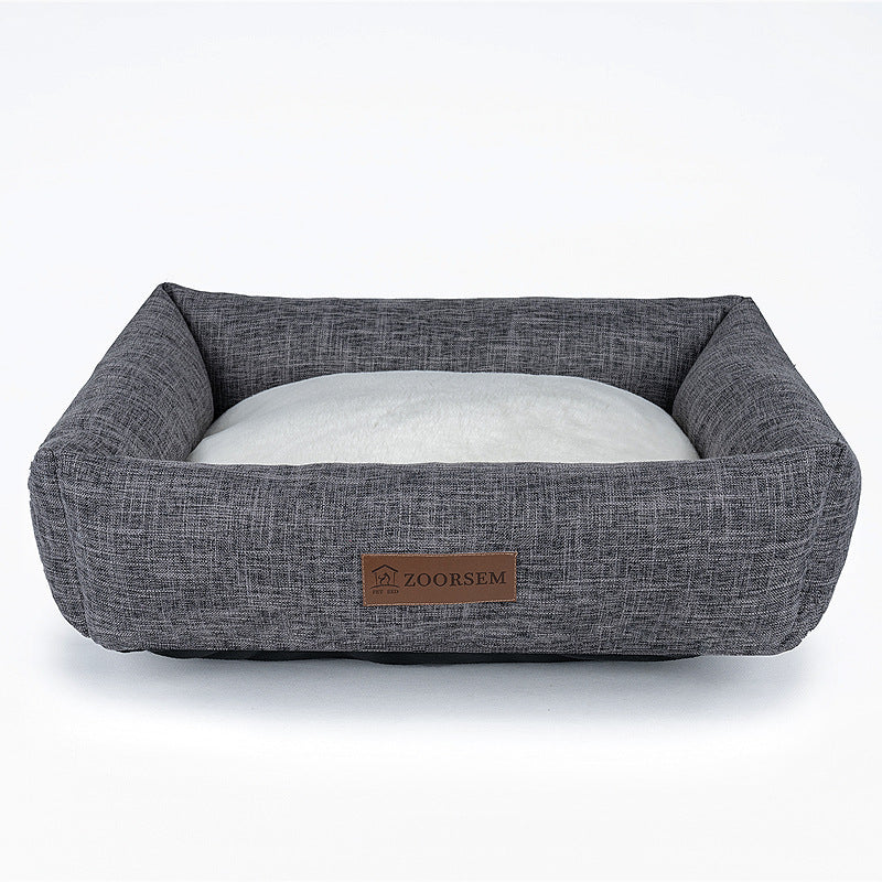 Autumn And Winter Warm Linen Square Comfortable Dogs Bed